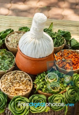 Thai Herbal Compress Stock Photo