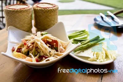 Thai Papaya Salad Stock Photo