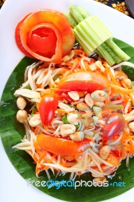 Thai Papaya Spicy Salad Stock Photo