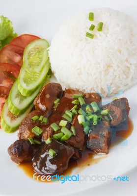 Thai Pork Stew With Steamed Rice Stock Photo