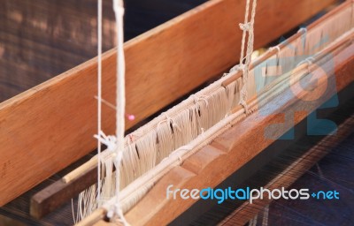 Thai Silk On The Loom Stock Photo