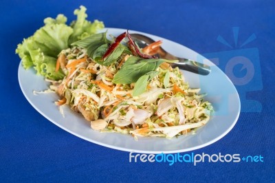 Thai Spicy Salad With Prawn Stock Photo