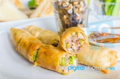 Thai Spring Roll Stock Photo