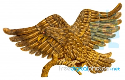 Thai Style Golden Bird Carving Isolated Stock Photo