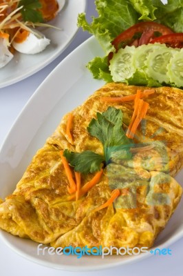 Thai Style Omelet Stock Photo