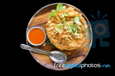 Thai Style Pork Crackling Omelette  , Thai Cuisine Stock Photo