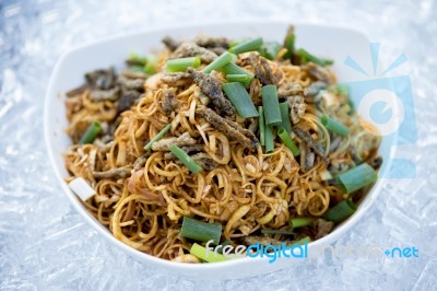 Thai Style Spicy Banana Flower Salad On Ice Stock Photo