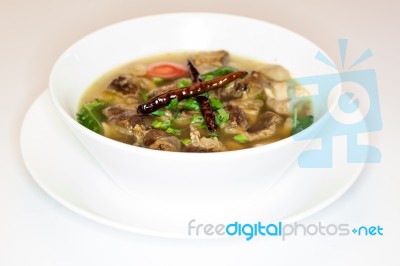 Thai Style Spicy Pork Soup Stock Photo