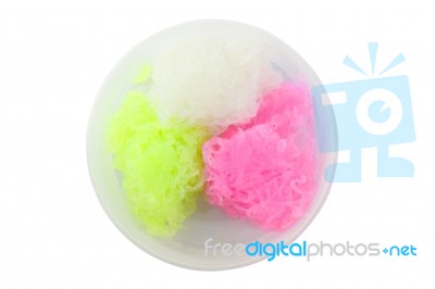 Thai Sweet Dessert Jelly Slim Color Top View On White Background… Stock Photo