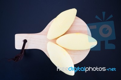 Thai Traditional York Cookies On Wooden Plate Stock Photo