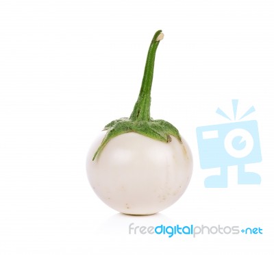 Thai White Eggplant Isolated On White Background Stock Photo