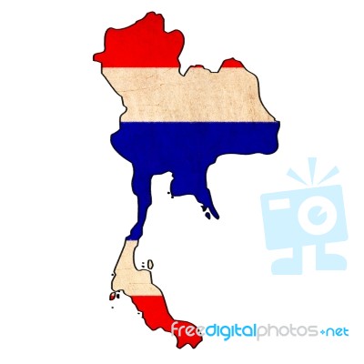 Thailand Map On  Flag Drawing ,grunge And Retro Flag Series Stock Image