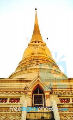 Thailand Pagoda Shines And The Sky Stock Photo