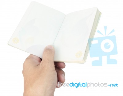 Thailand Passport Blank And Hand On White Background Stock Photo