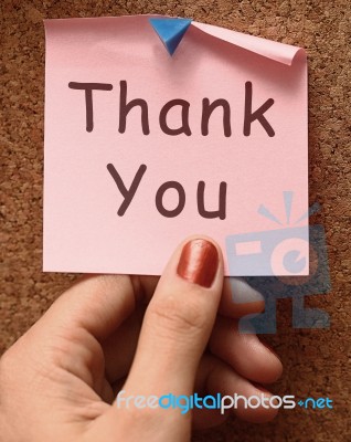 Thank You Word In Post It Note Stock Photo