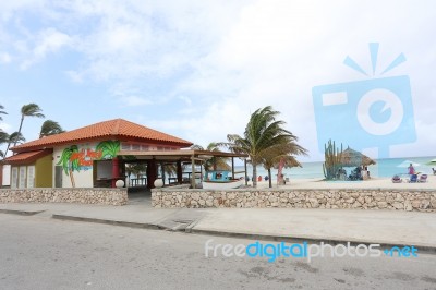 The Arashi Beach Is A Participant In The Aruba Reef Care Project… Stock Photo