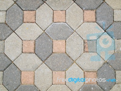 The Beautiful Patterns On The Brick Walkway Stock Photo