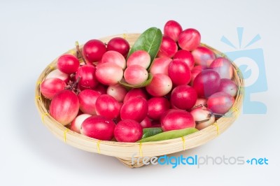 The Bengal-currants In Basket Stock Photo