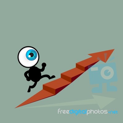 The Blue Eye Running To Top Of Graph Path Arrow Stock Image