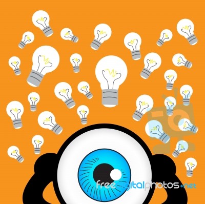 The Blue Eye Thinking With Many Idea Stock Image