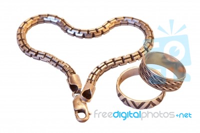 The Bracelet And Rings As Simbol Of Valentine's Day Stock Photo