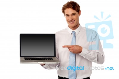 The Brand New Laptop Is Out For Sale Stock Photo