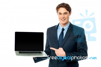 The Brand New Laptop Is Out For Sale Stock Photo