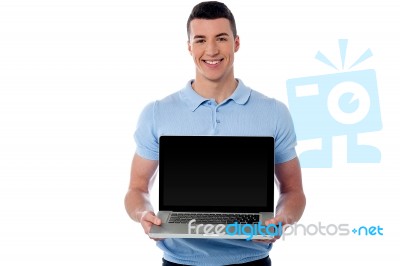 The Brand New Laptop Is Out For Sale Stock Photo