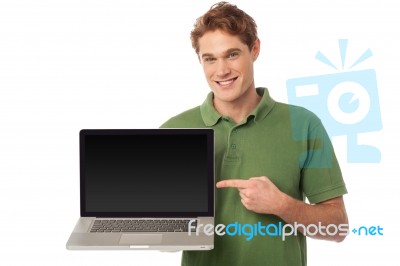 The Brand New Laptop Is Out For Sale Stock Photo