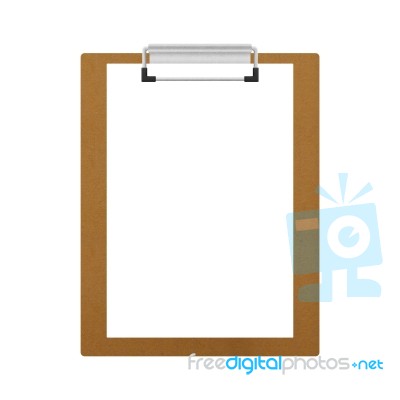 The Brown Wooden Clipboard Isolated For Note In Office Stock Image