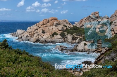 The Coastline At Capo Testa Sardinia Stock Photo