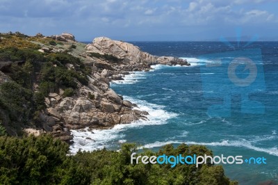 The Coastline At Capo Testa Sardinia Stock Photo