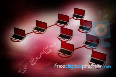 The Connected Computers In A Network Stock Image