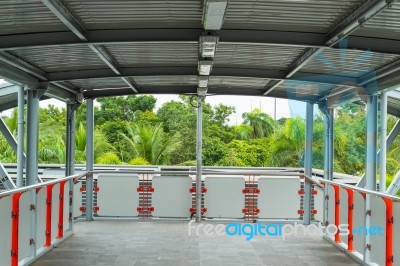 The Corridor Into The Train Station At Chatuchak, Bangkok In Thailand Stock Photo