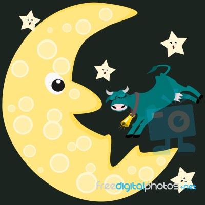 The Cow Jumped Over The Moon Stock Image