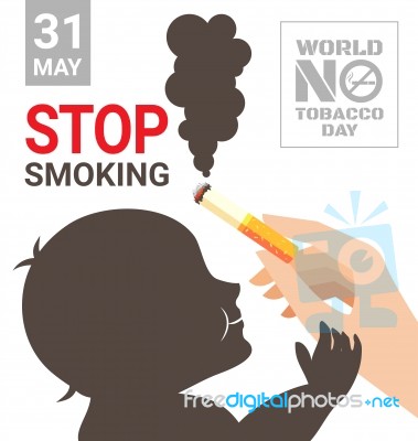 The Dangers Of Secondhand Smoke Near Children For World No Tobac… Stock Image