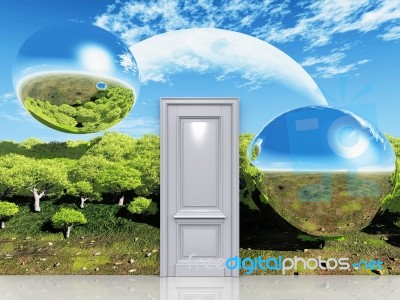 The Door To A Magical Landscape Stock Image