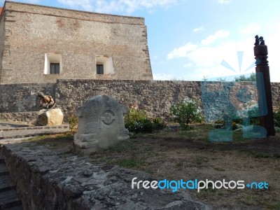 The Eleventh Century Castle On The Volcanic Mountain, Architecture And Elements  Stock Photo