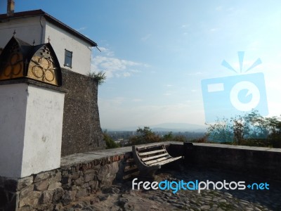 The Eleventh Century Castle On The Volcanic Mountain, Architecture And Elements  Stock Photo