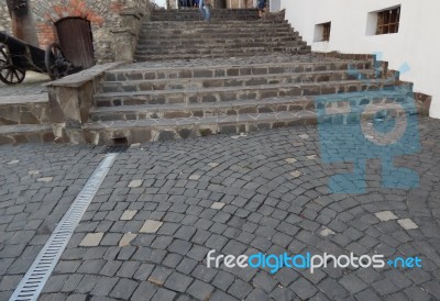 The Eleventh Century Castle On The Volcanic Mountain, Architecture And Elements  Stock Photo