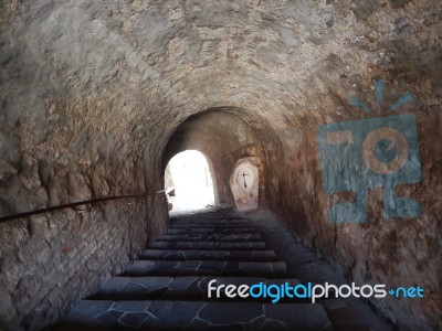 The Eleventh Century Castle On The Volcanic Mountain, Architecture And Elements Stock Photo