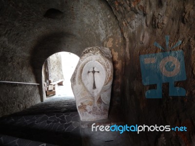 The Eleventh Century Castle On The Volcanic Mountain, Architecture And Elements  Stock Photo