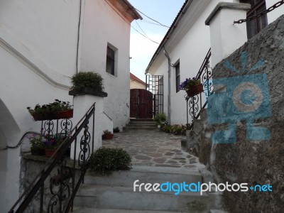 The Eleventh Century Castle On The Volcanic Mountain, Architecture And Elements Stock Photo