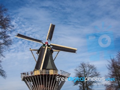 The Famous Dutch Windmills In The Netherlands Stock Photo