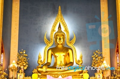 The Famous Golden Buddha Image In Wat Benchamabophit (marble Tem… Stock Photo