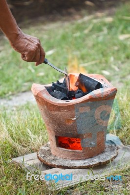 The Fire To Prepare Food Stock Photo