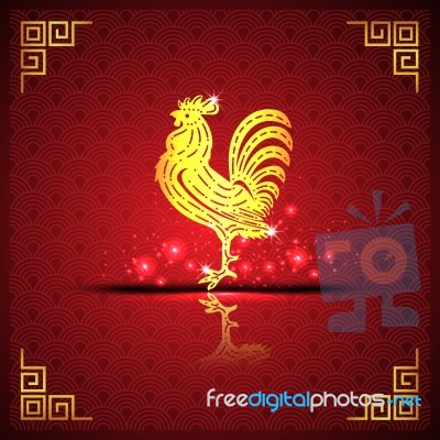 The Gold  Rooster  And Background Stock Image