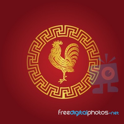 The Gold  Roosters In Chinese Circle Stock Image