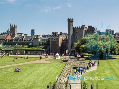 The Gounds Of Cardiff Castle Stock Photo