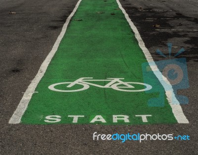 The Green Way For Start Bike In Park Stock Photo